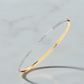 18K Yellow Gold Ladies Contemporary Hinged Diamond Bangle