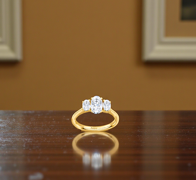 Oval Diamond Trilogy Ring Custom - Pobjoy Diamonds