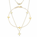 9K Yellow Gold Three Star Ladies Necklace & Bracelet Set