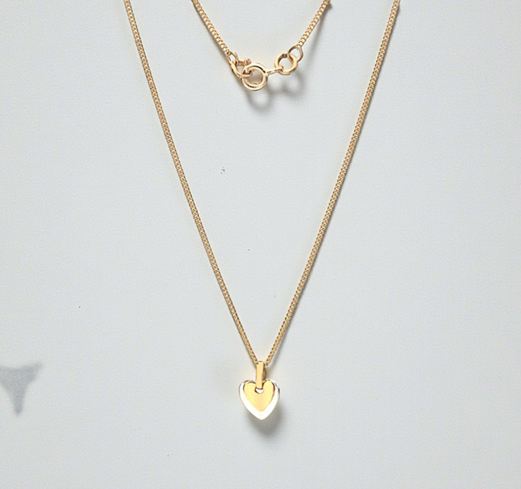 9K Yellow & White Gold Heart Pendant Necklace & Earrings Set - Pobjoy Diamonds