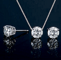 9K Gold Ethical Lab Diamond Earring Studs & Pendant Necklace Set
