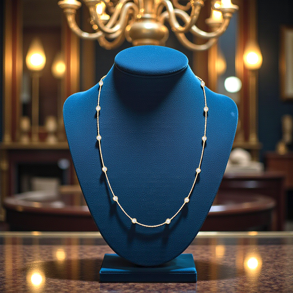 9K Gold Oversize Lab Grown Diamonds Necklace - 2.80 Carats - Pobjoy Diamonds