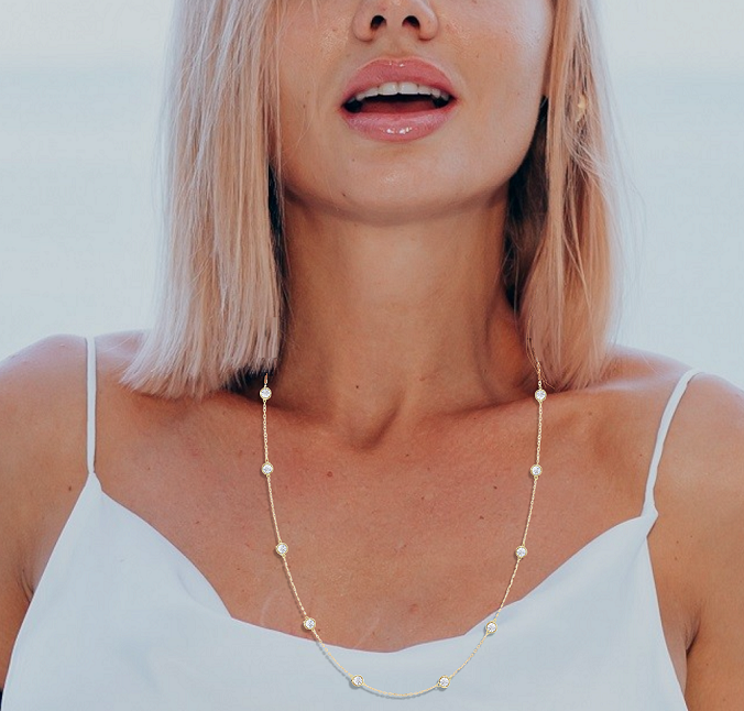 9K Gold Oversize Lab Grown Diamonds Necklace - 2.80 Carats - Pobjoy Diamonds