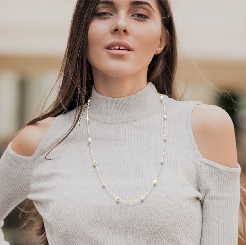 9K Gold Oversize Lab Grown Diamonds Necklace - 2.80 Carats - Pobjoy Diamonds