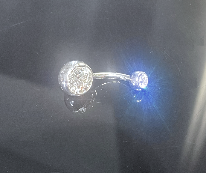 Lab Diamond Belly Ring Twin Solitaires 1.60 Carats E/VVS - Pobjoy Diamonds