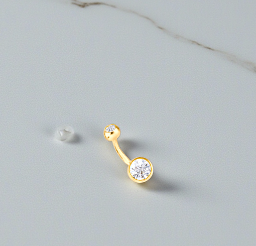 Lab Diamond Belly Ring Twin Solitaires 1.60 Carats E/VVS - Pobjoy Diamonds