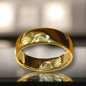 18K Yellow Gold Soft Court 6mm Wedding Band - Pobjoy Diamonds