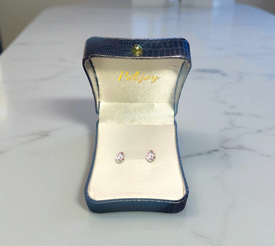 9K Gold 0.74 Carat Lab Grown Fancy Pink Diamond Stud Earrings - Pobjoy Diamonds