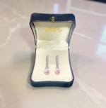 18K Gold & Pink Lab Diamond Hoop Drop Earrings - Options - Pobjoy Diamonds
