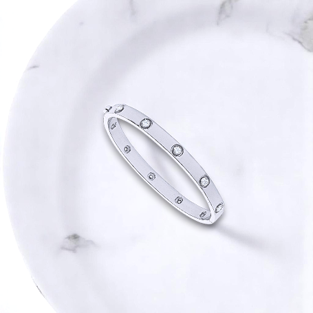 18K White Gold Studded Diamond Bangle 1.00 Carat - Pobjoy Diamonds