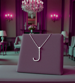 9K White Gold & Diamond Initial Pendant - J - Pobjoy Diamonds