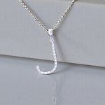 9K White Gold & Diamond Initial Pendant - J