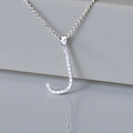 9K White Gold & Diamond Initial Pendant - J