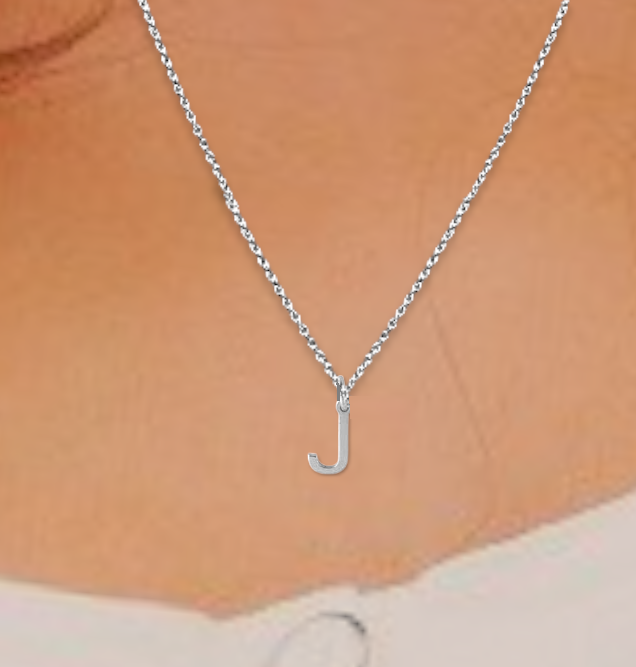 9K White Small Gold Initial Pendant - Pobjoy Diamonds