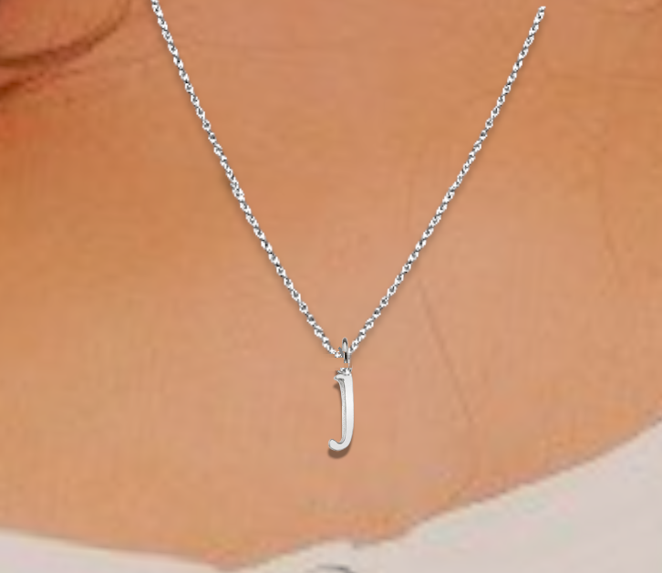 9K White Gold Initial Pendant - Pobjoy Diamonds