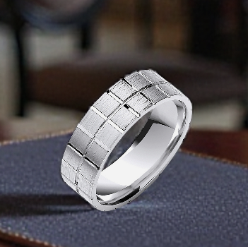 Mens Platinum Matt & Polished Flat Court Wedding Band 6mm - Pobjoy Diamonds