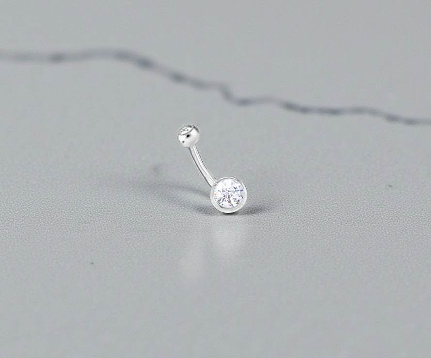 Titanium & Lab Diamond Belly Ring Twin Solitaires - Special Order - Pobjoy Diamonds