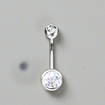 Titanium & Lab Diamond Belly Ring Twin Solitaires - Special Order - Pobjoy Diamonds