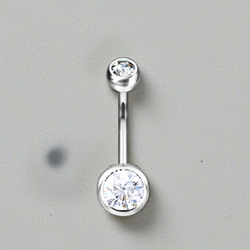 Titanium & Lab Diamond Belly Ring Twin Solitaires - Special Order - Pobjoy Diamonds