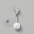 Titanium & Lab Diamond Belly Ring Twin Solitaires - Special Order - Pobjoy Diamonds