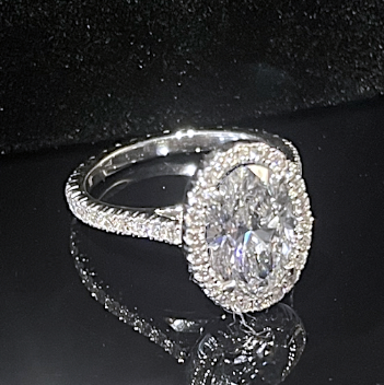 Oval Lab Diamond & Halo Ring - Options - Pobjoy Diamonds