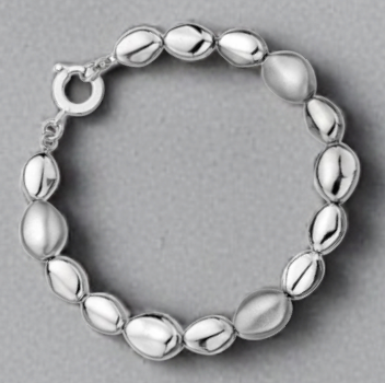 Smooth & Brushed Sterling Silver Ladies Bracelet & Necklace Set