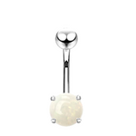 Natural Opal Belly Ring - Sterling Silver & Surgical Steel. Pobjoy DIamonds