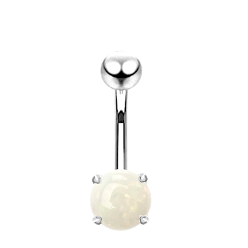 Natural Opal Belly Ring - Sterling Silver & Surgical Steel. Pobjoy DIamonds