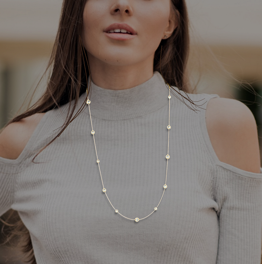 Random Scattered Lab Diamond Necklace -1.70 CaratsPobjoy Diamonds