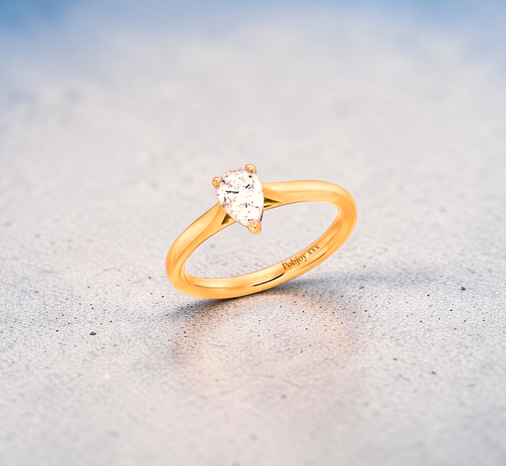 18K Rose Gold 0.50 Carat Pear Cut Diamond Ring G/Si1 - Pobjoy Diamonds