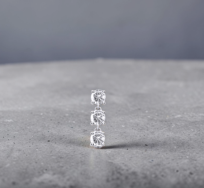 14K Gold & Diamond Reverse Dangly Belly Ring - Pobjoy Diamonds