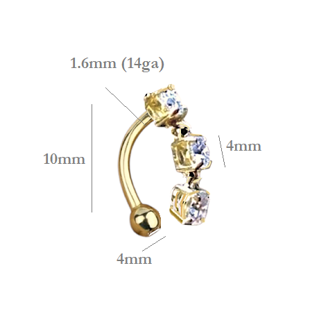 14K Gold & Diamond Reverse Dangly Belly Ring - Pobjoy Diamonds