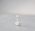 Twin Heart Lab Diamond Belly Ring 1.20 Carats. Pobjoy Diamonds