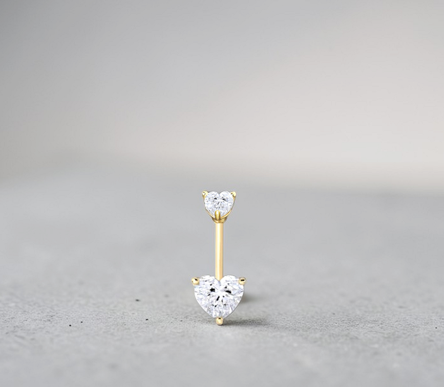 Twin Heart Lab Diamond Belly Ring 1.20 Carats. Pobjoy Diamonds