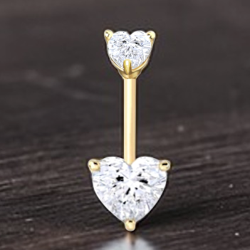 Gold Twin Heart Lab Diamond Belly Ring 1.20 Carats. Pobjoy Diamonds
