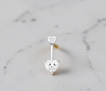 Twin Heart Lab Diamond Belly Ring 1.20 Carats. Pobjoy Diamonds