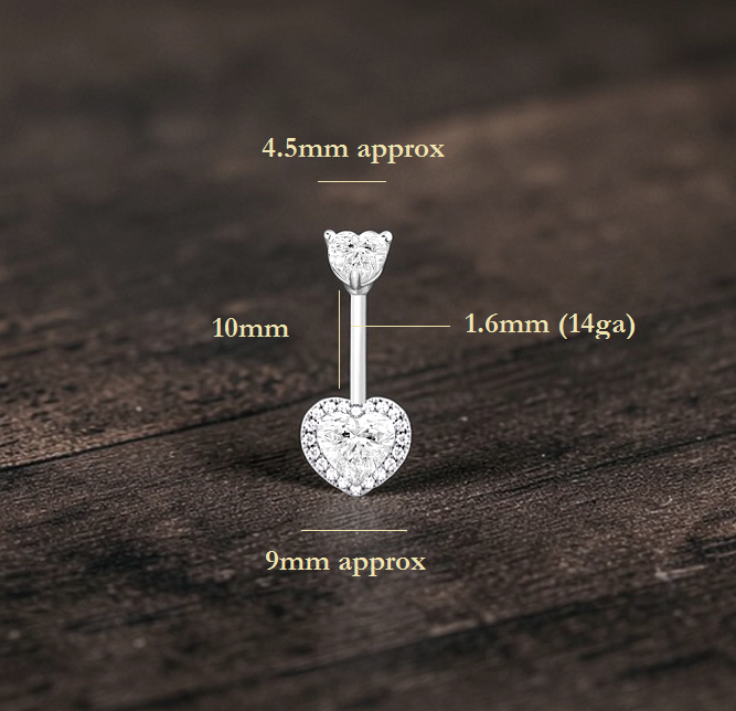 Gold or Platinum Heart Diamond Halo Belly Ring 1.35 Carats - Pobjoy Diamonds