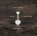 Gold or Platinum Heart Diamond Halo Belly Ring 1.35 Carats - Pobjoy Diamonds