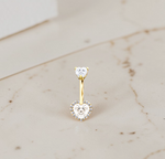 Gold or Platinum Heart Diamond Halo Belly Ring 1.35 Carats - Pobjoy Diamonds