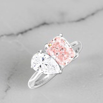 Toi Et Moi Pink Cushion & Pear Lab Diamond Engagement Ring - Options