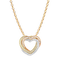 18K Three Colour Gold & Diamond Heart Pendant Necklace