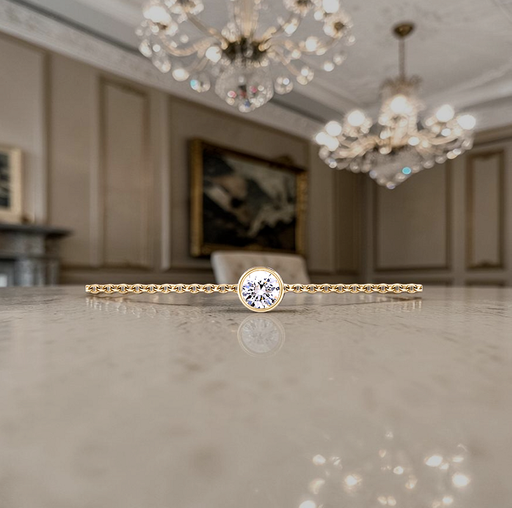 Solitaire Lab Grown Diamond Chain Bracelet - Gold or Platinum - Pobjoy Diamonds