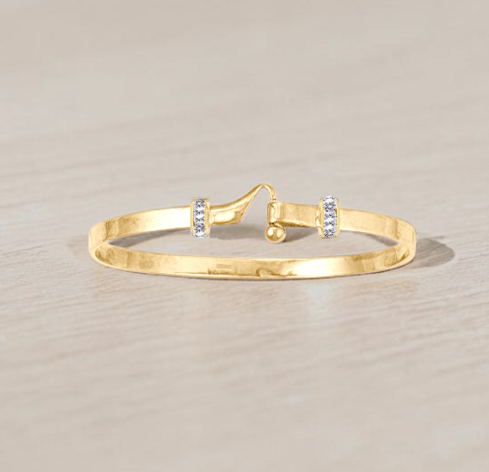 9K White or Yellow Gold Solid Hook Bangle - Options - Pobjoy Diamonds