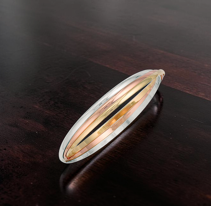 9K Gold Ladies Russian Three Colour Bangle