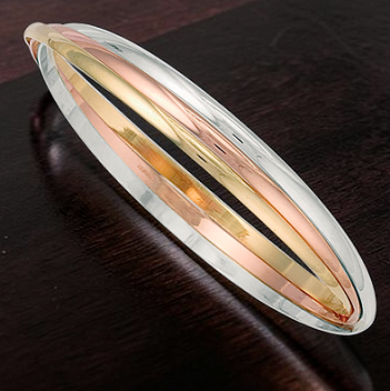 9K Gold Ladies Russian Three Colour Bangle