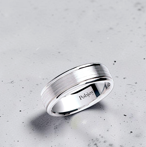 Platinum Matt & Polished Soft Court Wedding Band - Pobjoy Diamonds