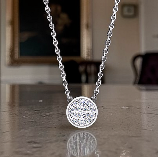 Round Diamond Platinum Pendant Necklace