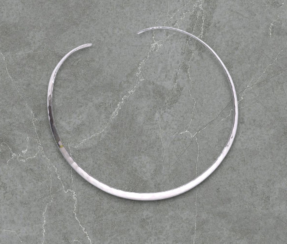 Hammered Sterling Silver Ladies Torque Necklet - Pobjoy Diamonds