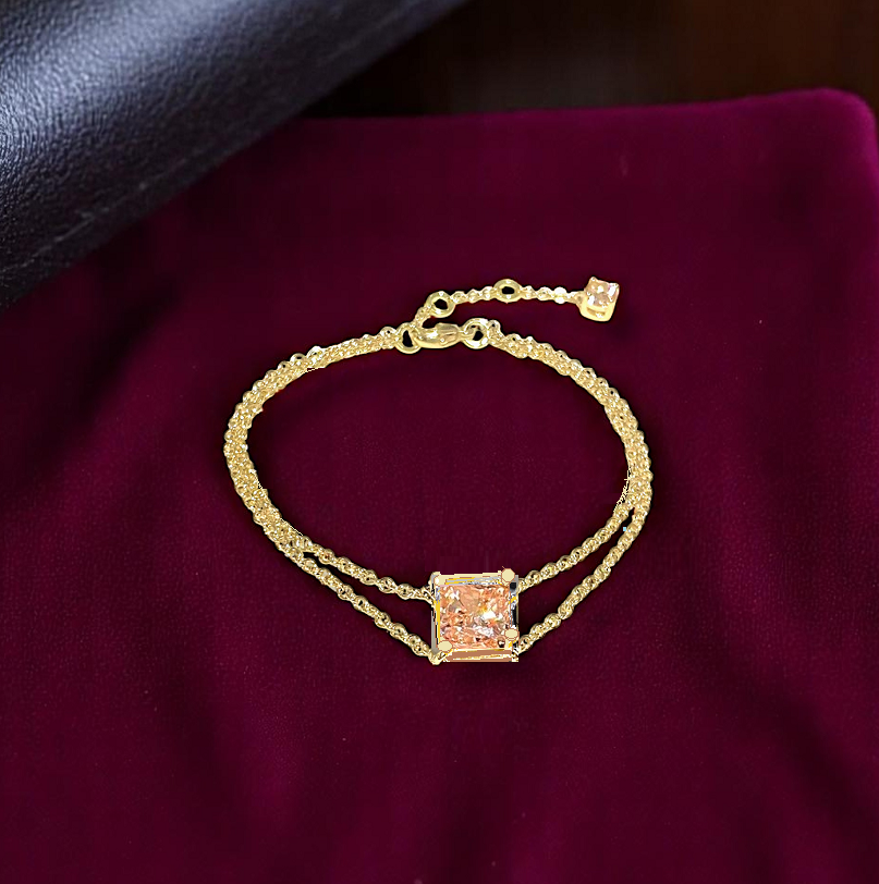 Lab Grown 2.0 carat Vivid Pink Radiant Cut Diamond Bracelet - Options - Pobjoy Diamonds
