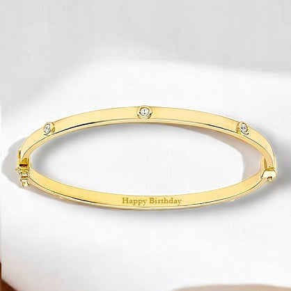 9K Gold Ladies Diamond Studded Hinged Bangle 0.15 Carat - Pobjoy Diamonds